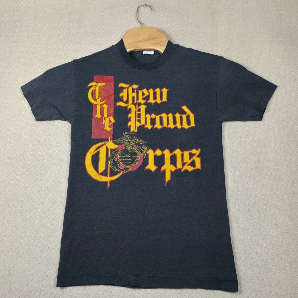 Vintage 80s Signal USMC T-Shirt M The Few The Proud Single Stitch USA 50/50 Thin